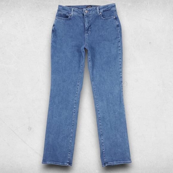 NYDJ Marilyn Jeans Womens 10 Blue Straight Leg High Rise Contemporary Clean Girl - Picture 1 of 13